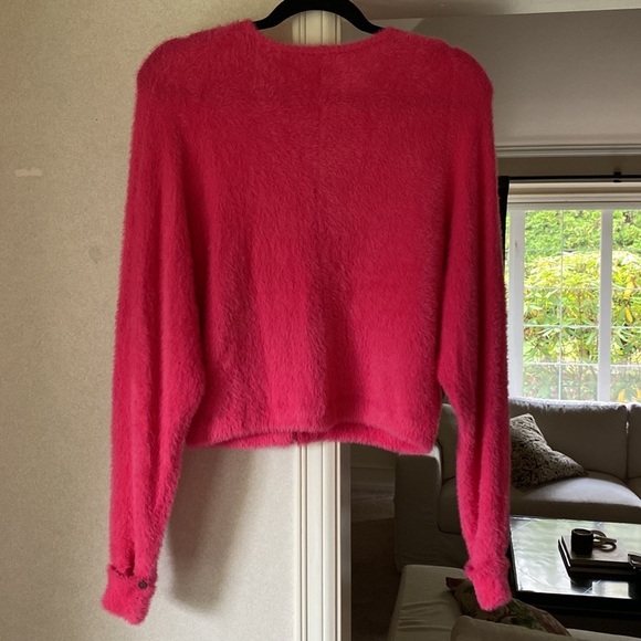 Free People One Allegra Cardi Hot Pink - Picture 5 of 6